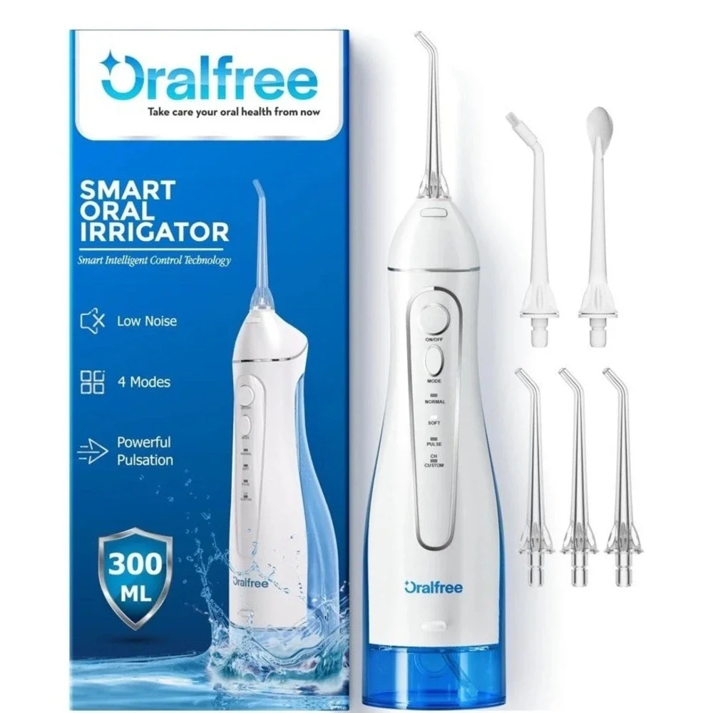 Oralfree Water Dental Flosser Cordless for Teeth Cleaning - 4 Modes Oral Irrigat